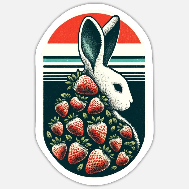 Retro Bunny - Sticker size S (10 x 10 cm) - white matte