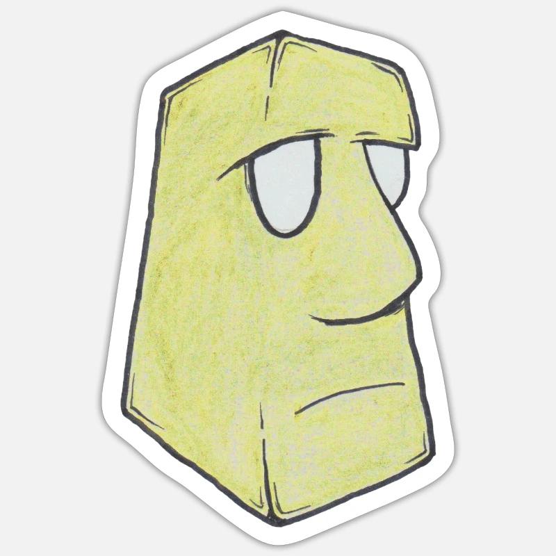 Moai Structure Yellow - Sticker size S (10 x 10 cm) - white matte