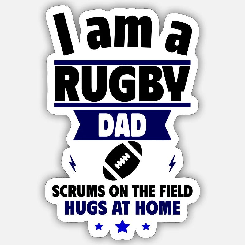 Vatertagsgeschenk Ich bin ein Rugby-Papa - Sticker Größe S (10 x 10 cm) - Mattweiß