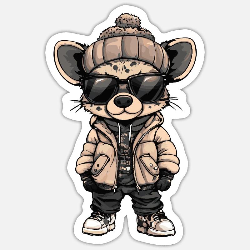Hyäne Cool Comic - Sticker Größe S (10 x 10 cm) - Mattweiß