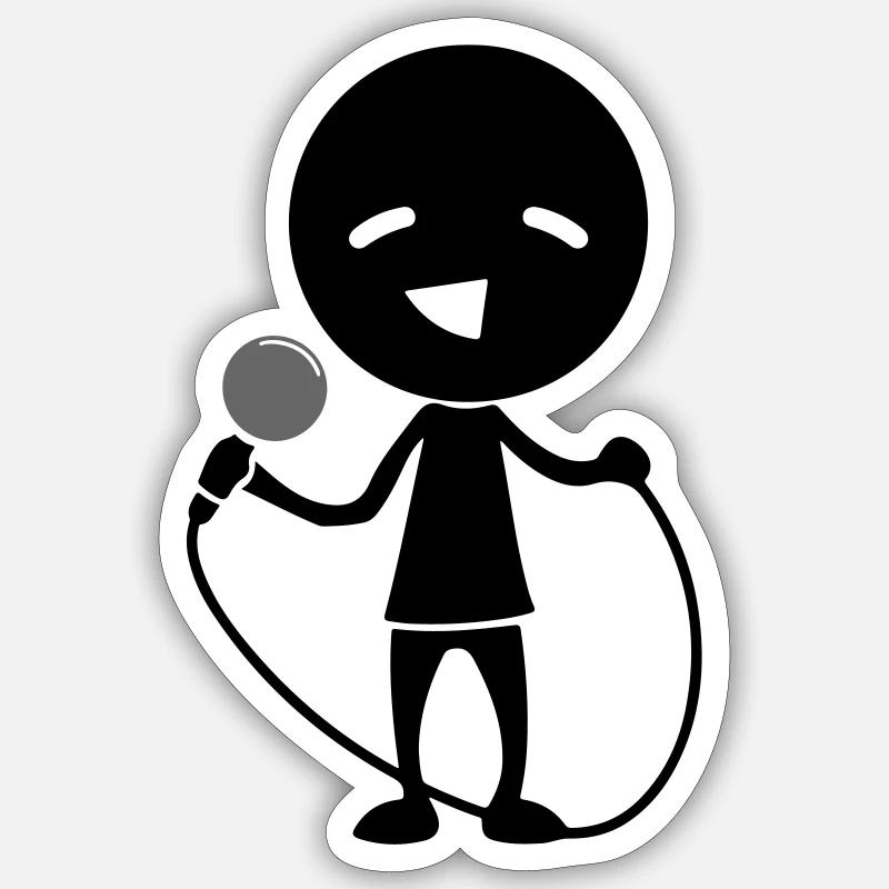 Sänger mit Mikrofon - Sticker Größe S (10 x 10 cm) - Mattweiß