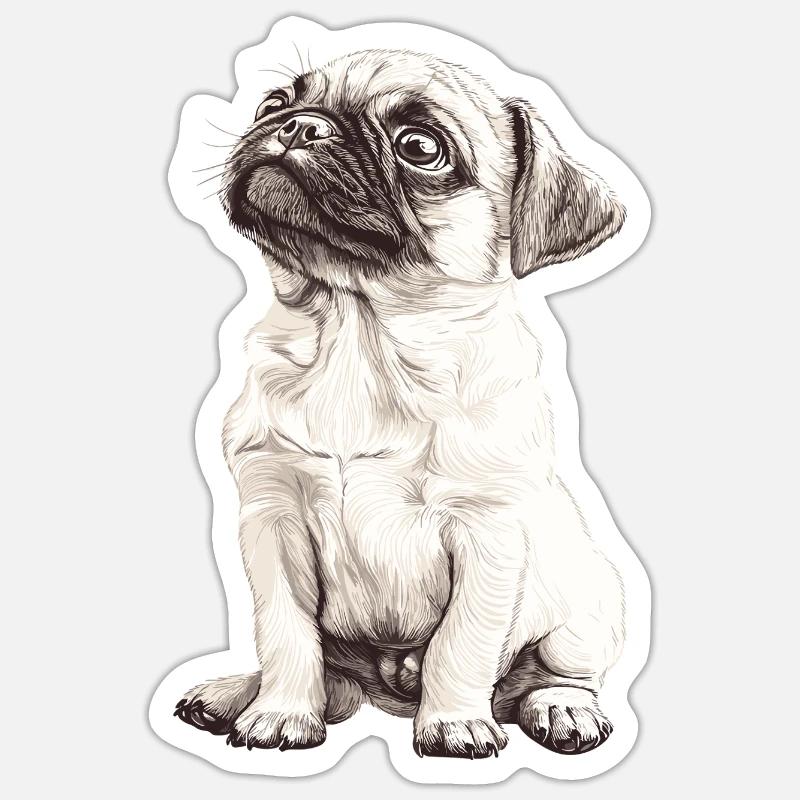 Mops Welpe Sticker Größe S (10 x 10 cm)