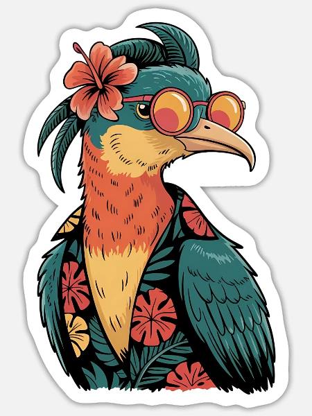 Kolibri Vogel Lustiger Sommer - Sticker Größe S (10 x 10 cm) - Mattweiß