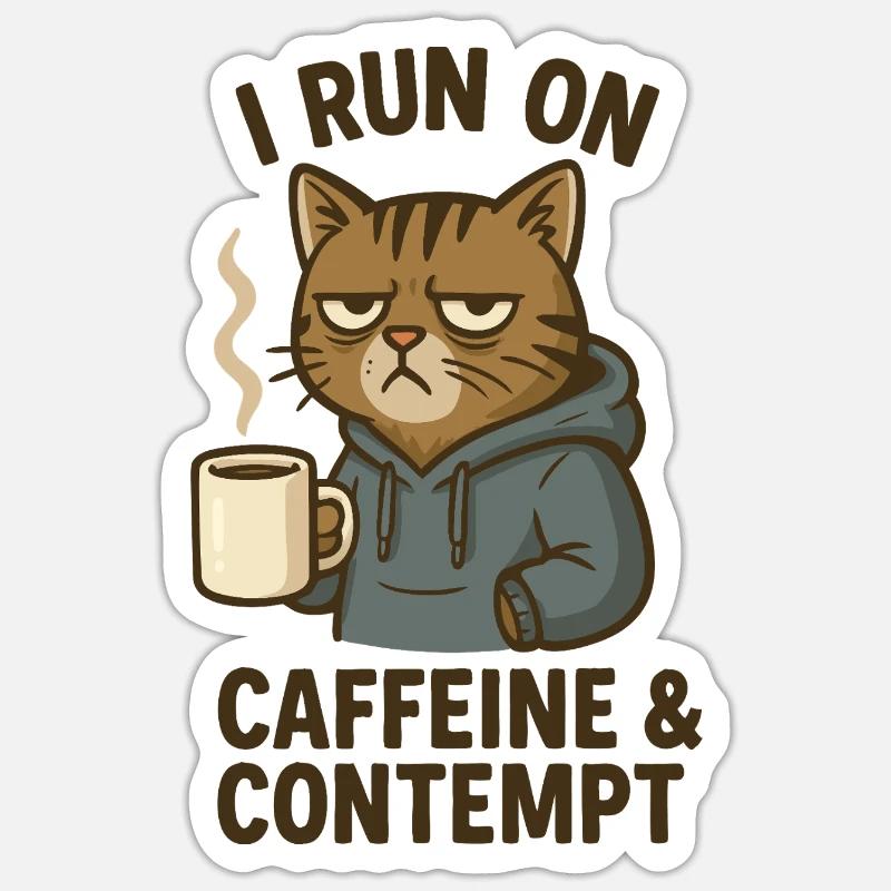 Kaffe Katze - Sticker Größe S (10 x 10 cm) - Mattweiß