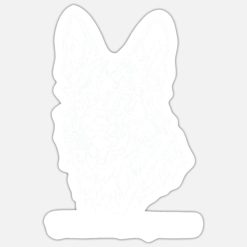 Cane Pastore Tedesco - Sticker formato S (10 x 10 cm) - bianco opaco