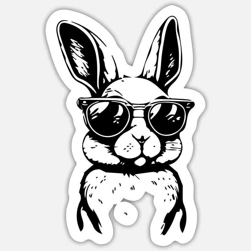lapin - Sticker taille S (10 x 10 cm) - blanc mat
