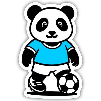 Panda footballeur mignon et stylé Kawaii Foot - Sticker taille S (10 x 10 cm) - blanc mat - Devant