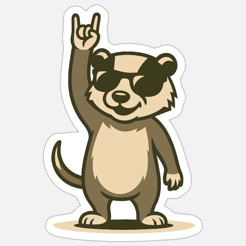 Rock'n'Roll Badger - Sticker size S (10 x 10 cm) - white matte