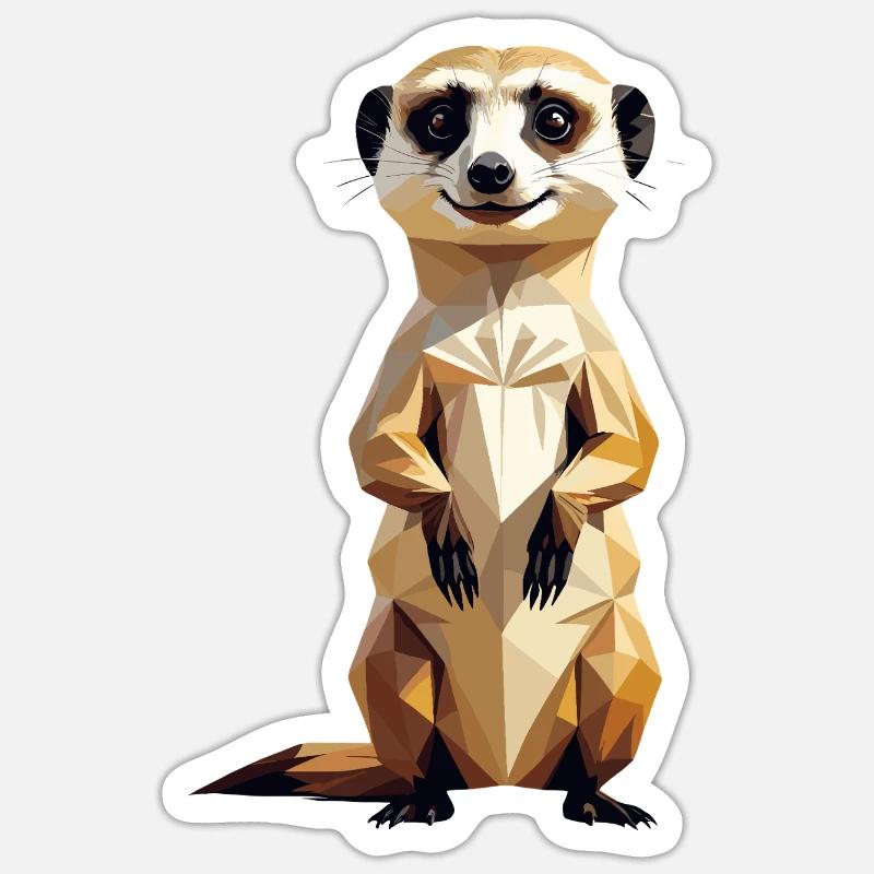 Polygon Erdmännchen – Lustiges Tierdesign Sticker Größe S (10 x 10 cm)