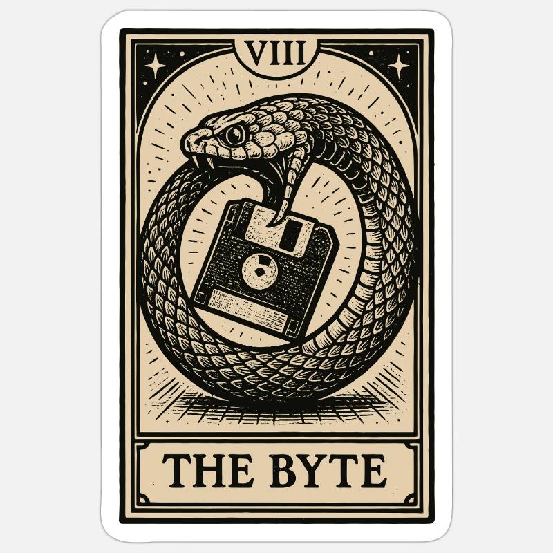 Data Hoarding Tarot – The Byte Sticker size S (10 x 10 cm)