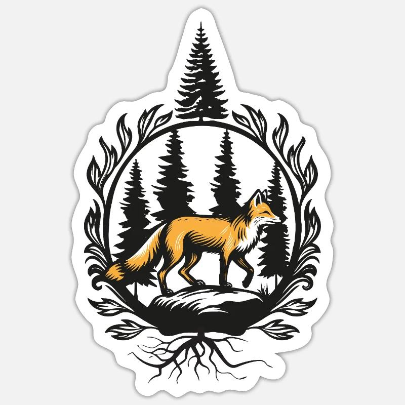 Fuchs streift durch die Wälder - Sticker Größe S (10 x 10 cm) - Mattweiß