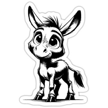 Knuffiger kleiner Esel Bleistift Zeichnung - Sticker Größe S (10 x 10 cm) - Mattweiß - Vorne