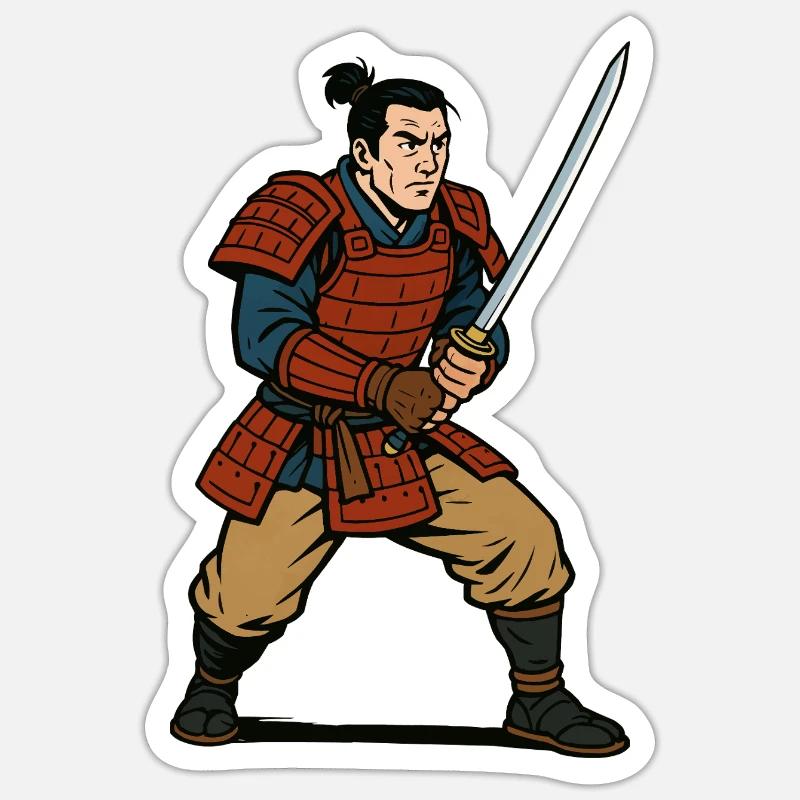 japan krieger samurai - Sticker Größe S (10 x 10 cm) - Mattweiß