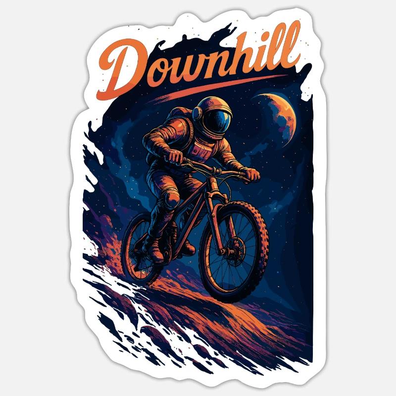 MTB Mountainbiking Downhill Astronaut Geschenk - Sticker Größe S (10 x 10 cm) - Mattweiß
