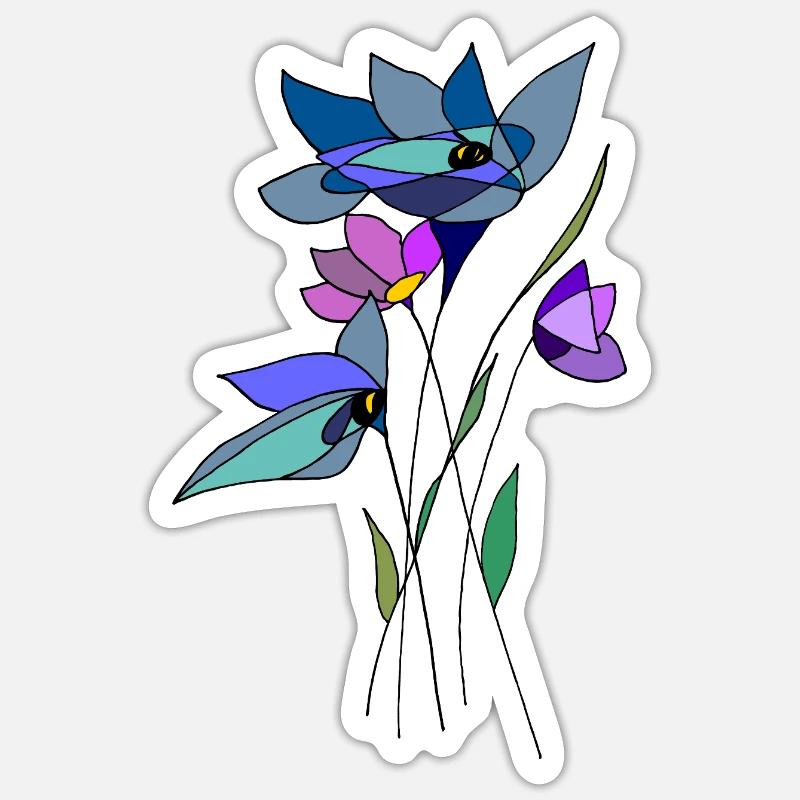Fleur - Sticker taille S (10 x 10 cm) - blanc mat
