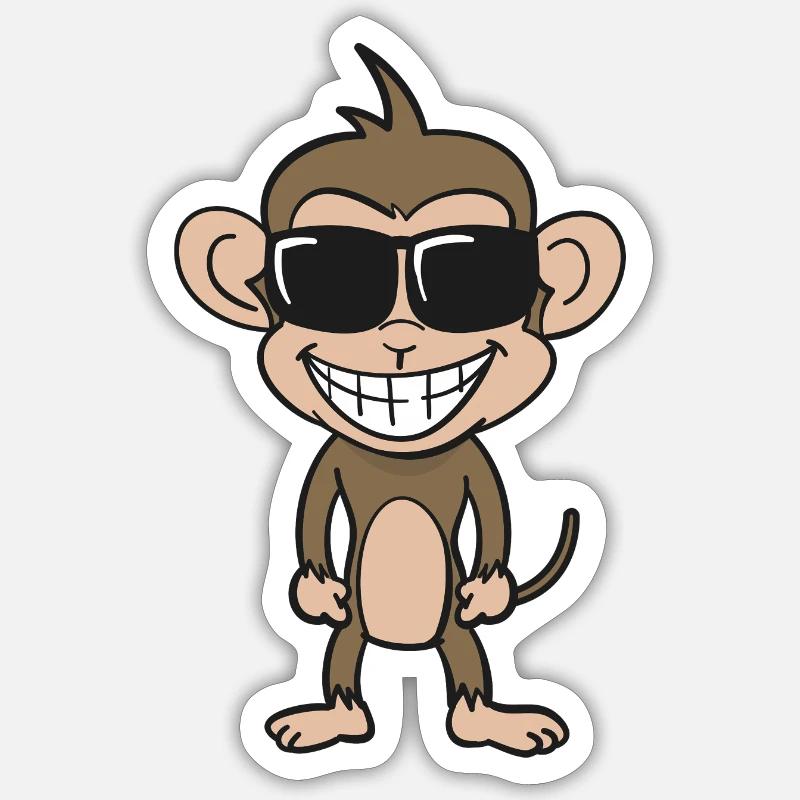Cool monkey with sunglasses - Sticker size S (10 x 10 cm) - white matte