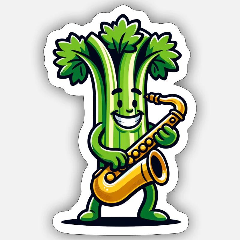 Le céleri Saxy apporte le jazz croquant Sticker taille S (10 x 10 cm)