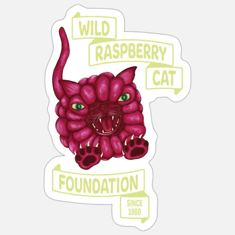 Wild Raspberry Cat Sticker size S (10 x 10 cm)
