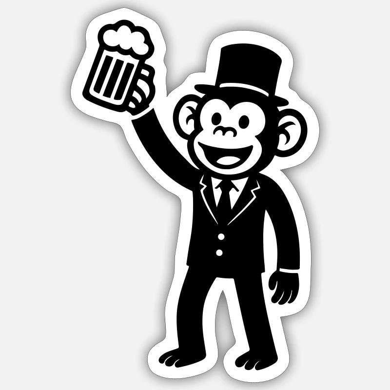 Affe Bachelor Party Bier Sticker Größe S (10 x 10 cm)
