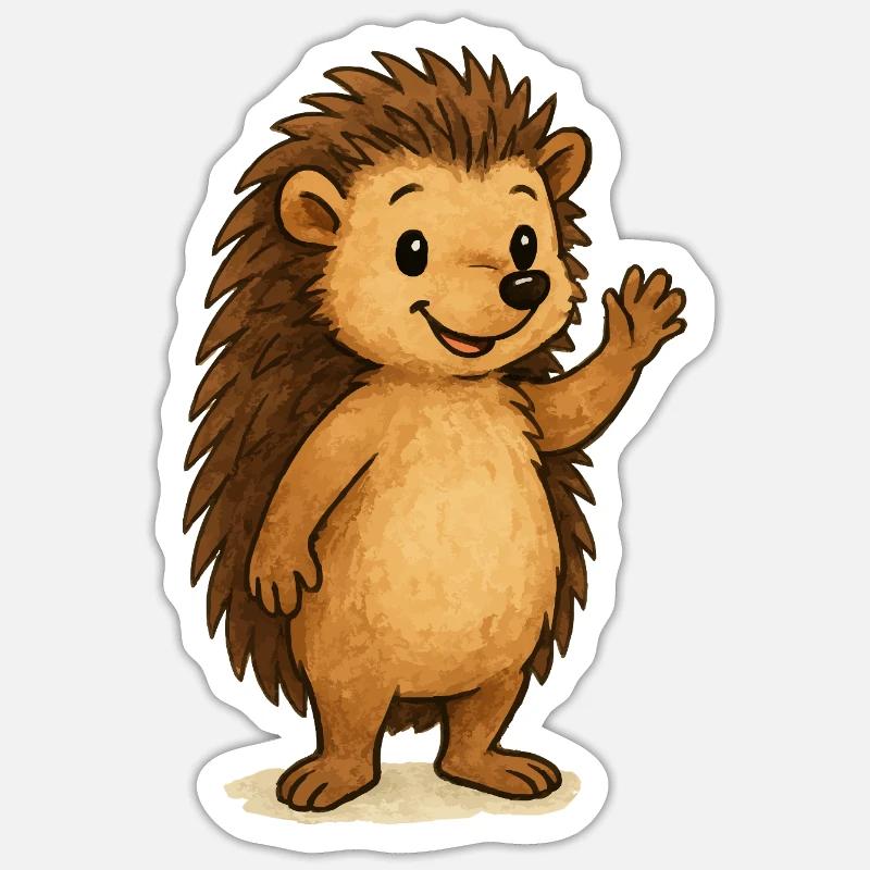 Bande dessinée hérisson - Sticker taille S (10 x 10 cm) - blanc mat