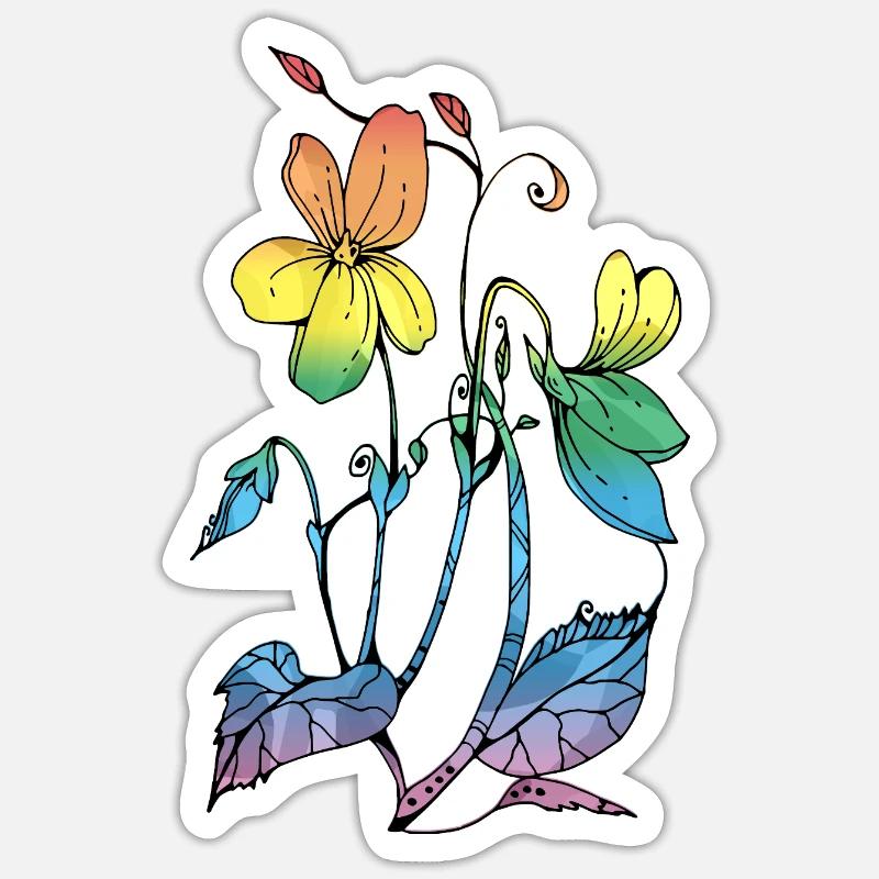 Fleur - Sticker taille S (10 x 10 cm) - blanc mat