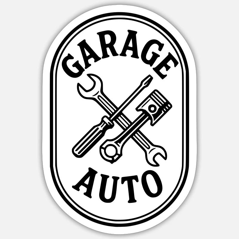 Autogarage - Sticker Größe S (10 x 10 cm) - Mattweiß