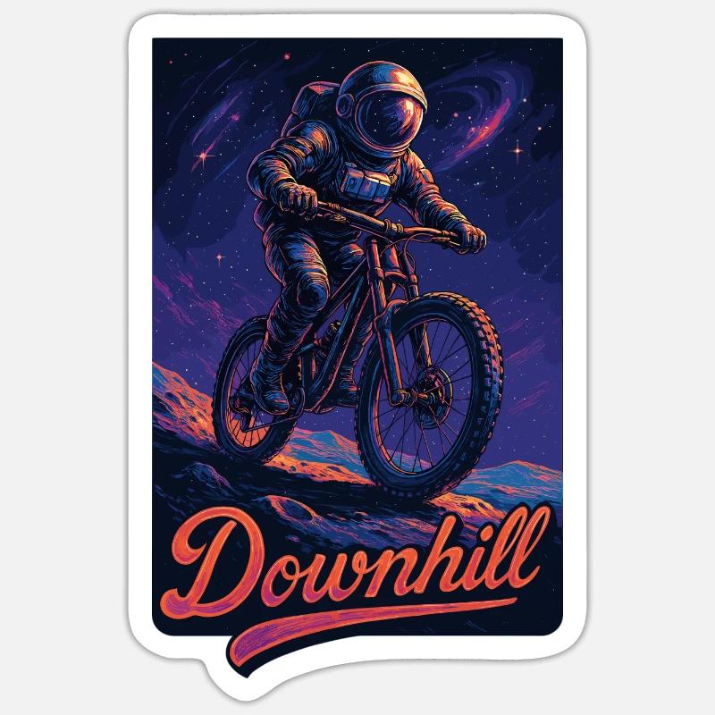 VTT VTT Descente Astronaute Cadeau - Sticker taille S (10 x 10 cm) - blanc mat
