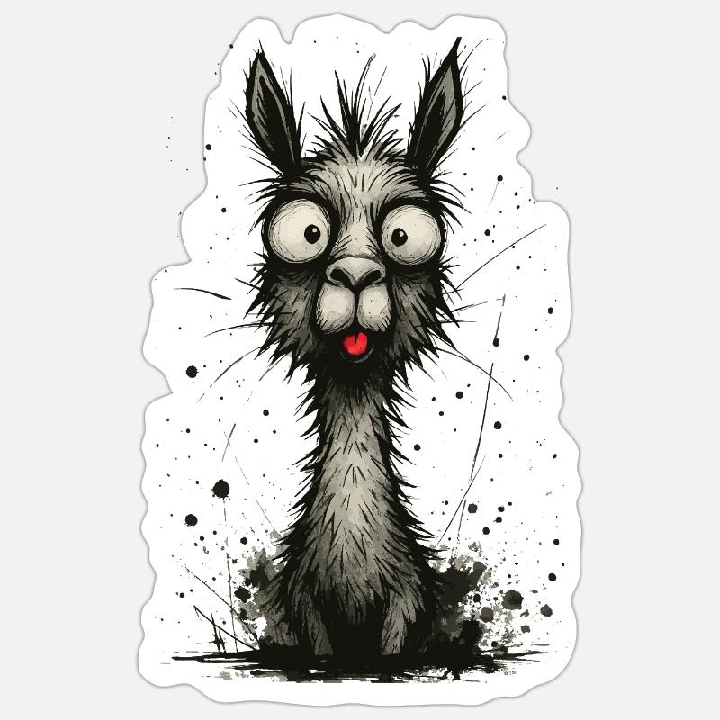 Lama drôle avec langue – éclaboussure de bande dessinée Sticker taille S (10 x 10 cm)