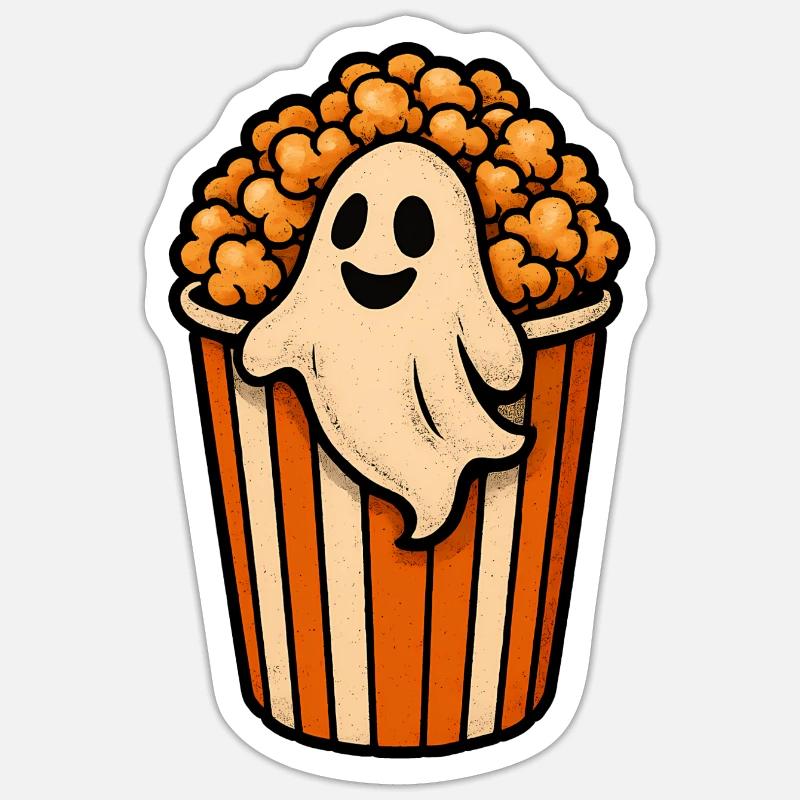 Fantôme de pop-corn dans le pot de pop-corn Sticker taille S (10 x 10 cm)