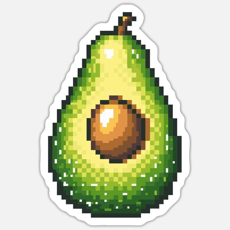 Pixel Avocado Retro Fruit Image Sticker size S (10 x 10 cm)