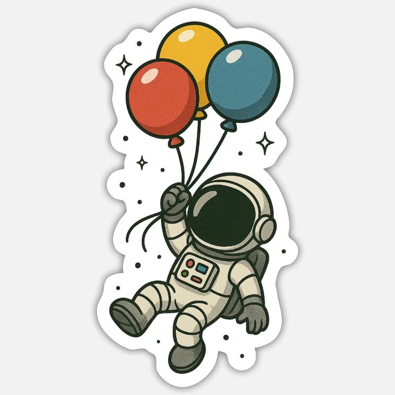 Astronaut mit Ballons Sticker Größe S (10 x 10 cm)