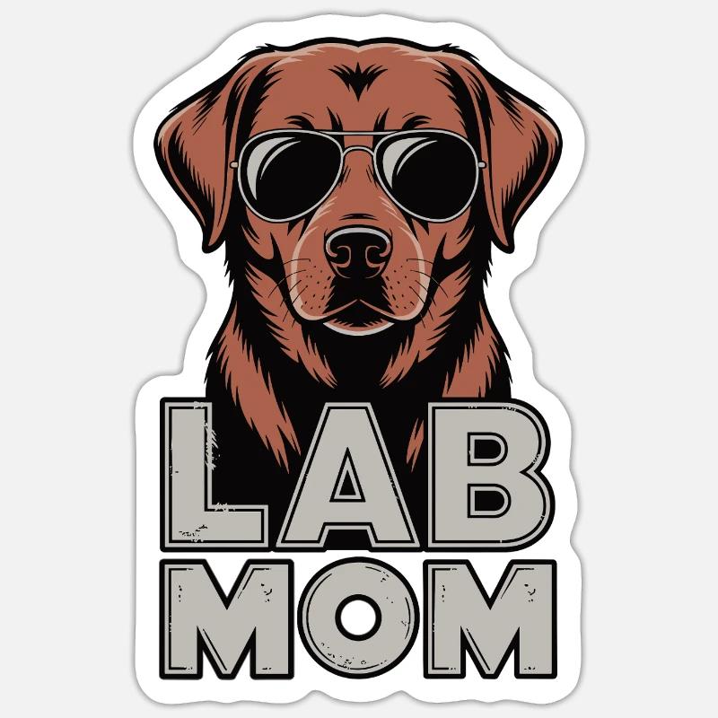 Fox red Labrador Mama Sonnenbrille - Sticker Größe S (10 x 10 cm) - Mattweiß