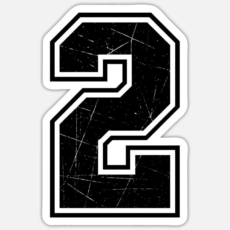 Number Two Outline Scratch Texture - Sticker size S (10 x 10 cm) - white matte