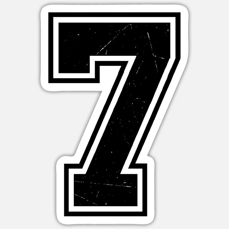 Chiffre Grunge Seven avec texture rayée - Sticker taille S (10 x 10 cm) - blanc mat