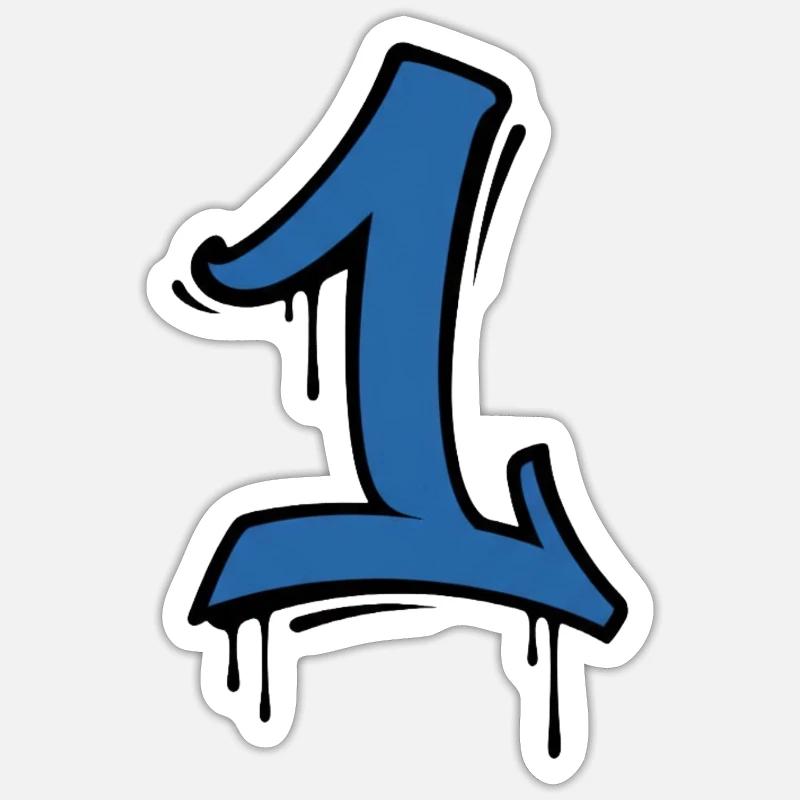 Graffiti Eins Neonblau Sticker Größe S (10 x 10 cm)