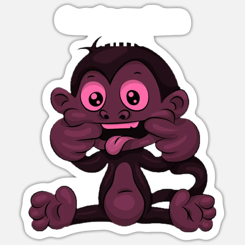 Cartoon Monkey Playtime - Sticker size S (10 x 10 cm) - white matte
