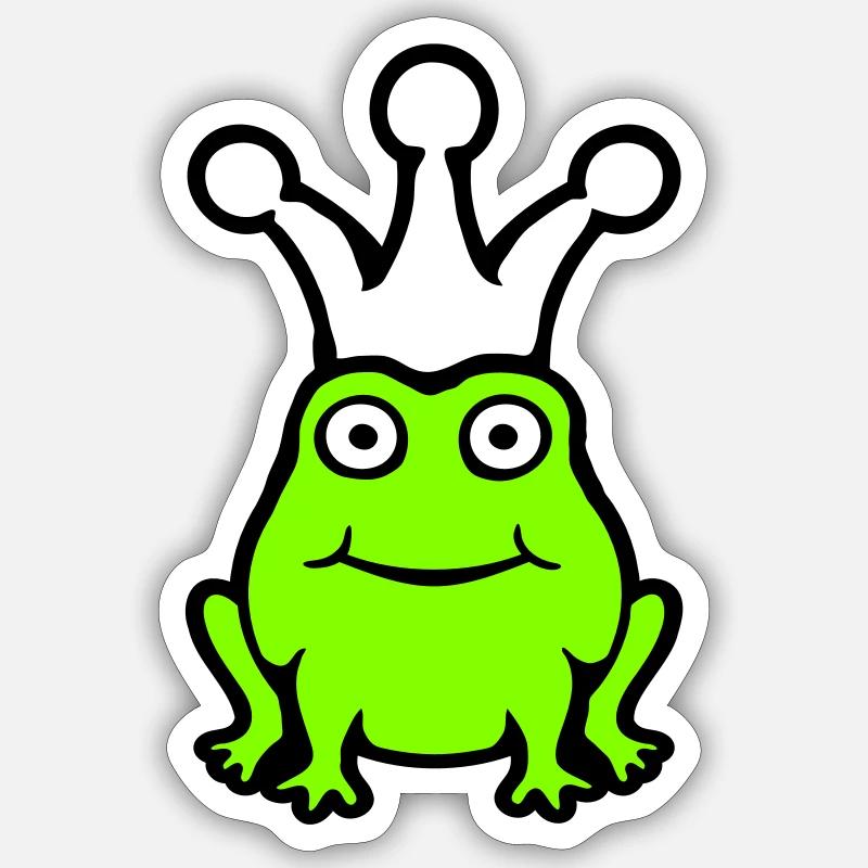 Frog King Crown Funny Cute Comic Frog Prince Sticker size S (10 x 10 cm)