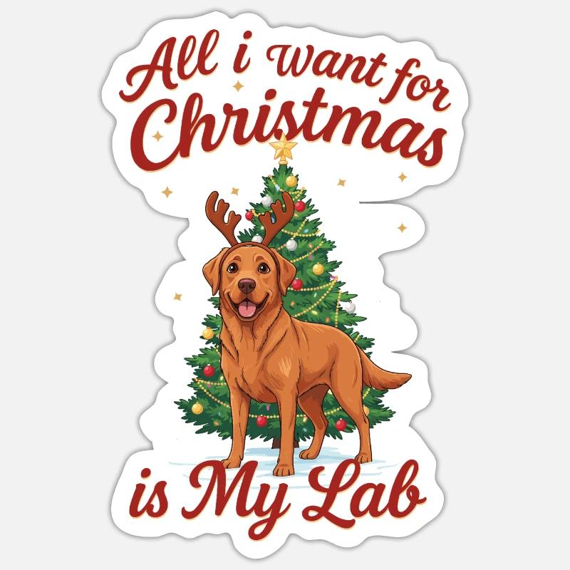 Noël avec mon Labrador - Sticker taille S (10 x 10 cm) - blanc mat