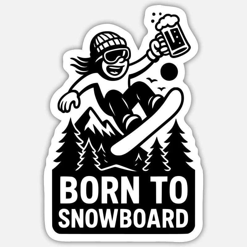 Né pour le snowboard Sticker taille S (10 x 10 cm)
