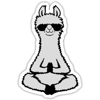 Lama Cool Zen Meditation Sonnenbrille Entspannt - Sticker Größe S (10 x 10 cm) - Mattweiß - Vorne