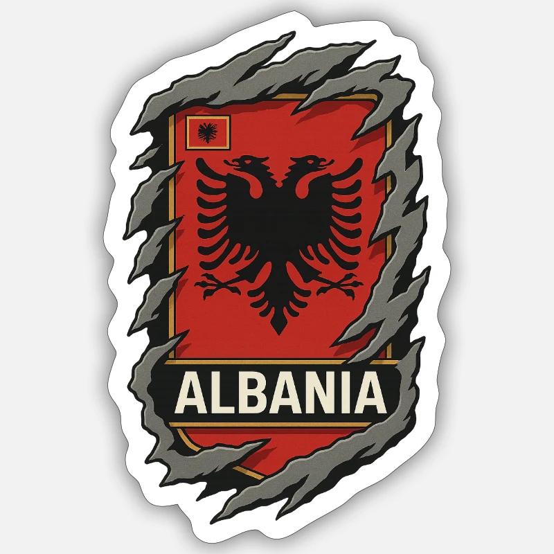 Albanian Eagle Emblem Shield - Sticker size S (10 x 10 cm) - white matte