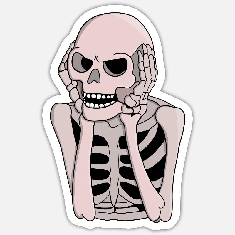 Anxious Skeleton Sketch - Sticker size S (10 x 10 cm) - white matte