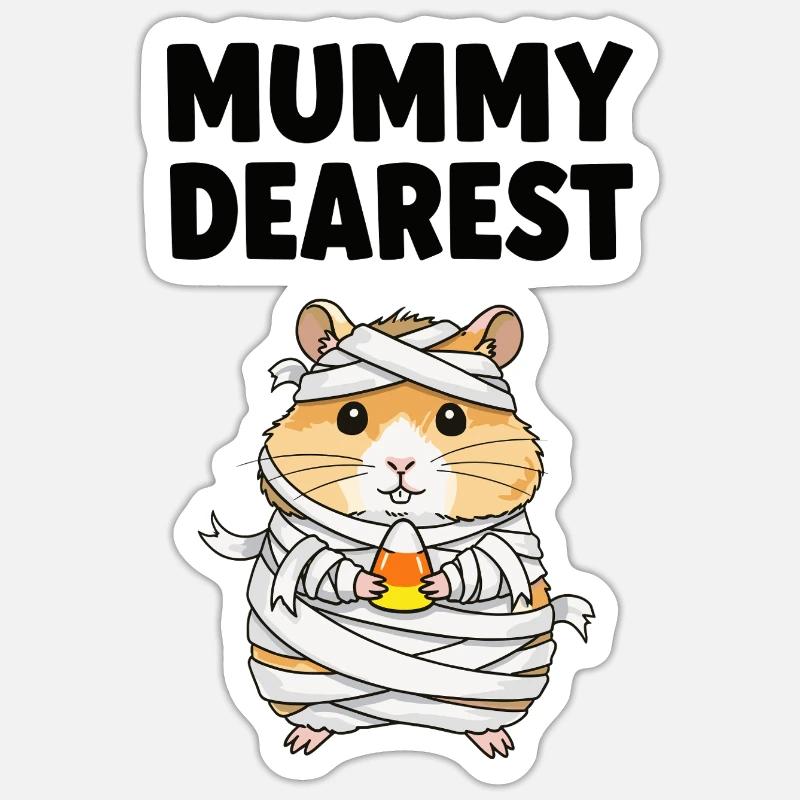 Mummy Dearest Hamster with Candy Corn Sticker size S (10 x 10 cm)