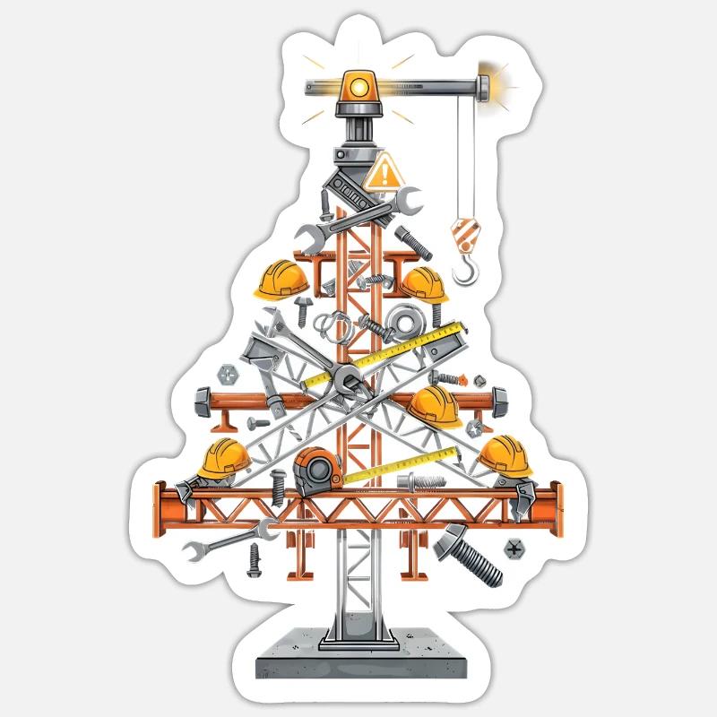 Crane Structure Illustration Sticker size S (10 x 10 cm)