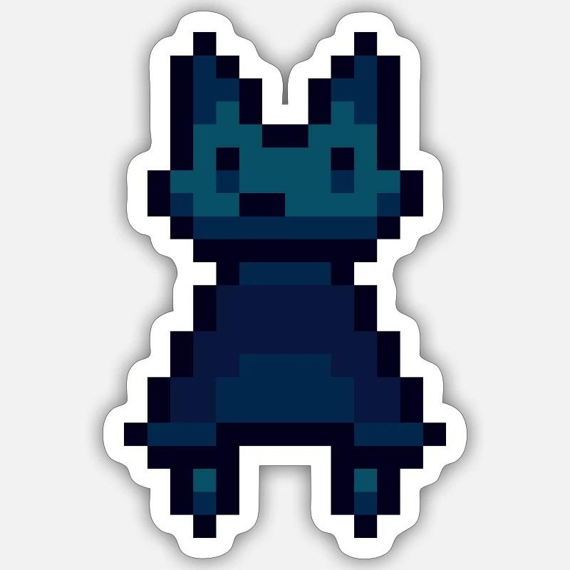 Chat pixel - Sticker taille S (10 x 10 cm) - blanc mat
