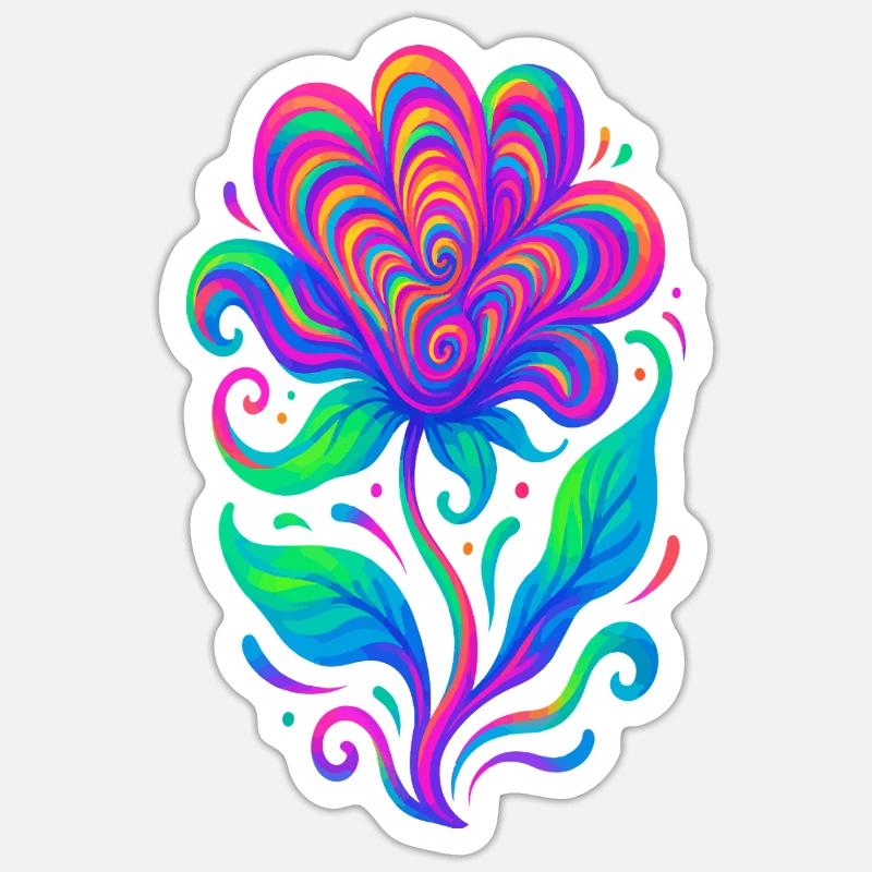 Lebendige Regenbogen-Herzblume - Sticker Größe S (10 x 10 cm) - Mattweiß