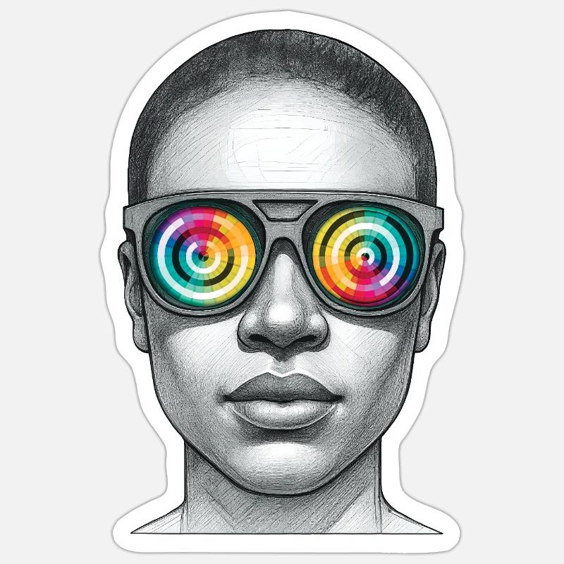 RAINBOW VISION - geek & scifi - Sticker taille S (10 x 10 cm) - blanc mat