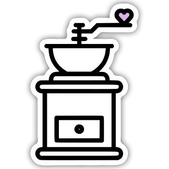 Coffee Love: Coffee Grinder with Heart Vector - Sticker size S (10 x 10 cm) - white matte - Front