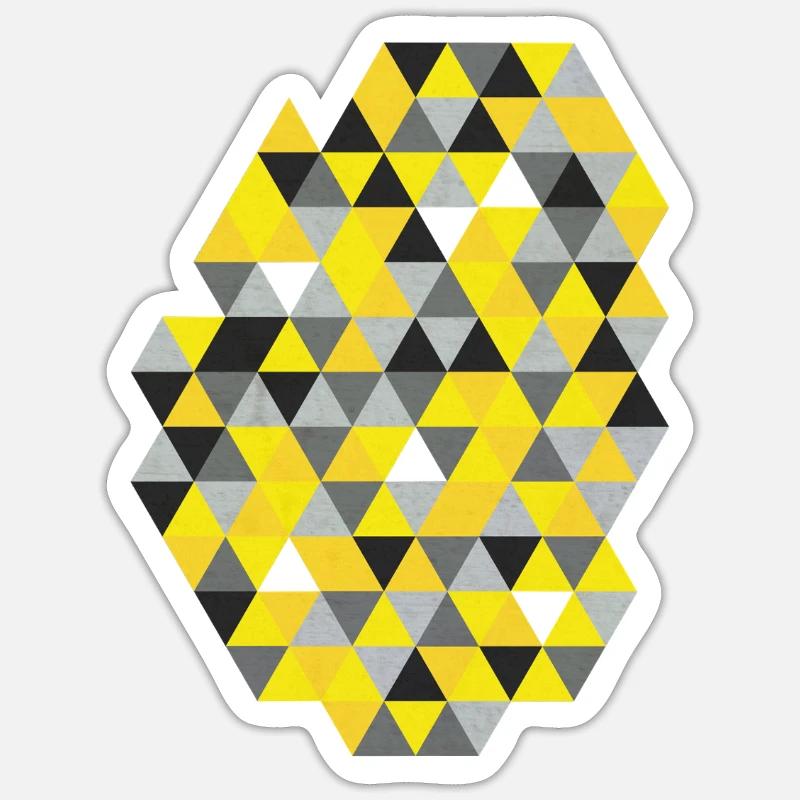 Geometric triangle pattern Sunny Yellow - Sticker size S (10 x 10 cm) - white matte