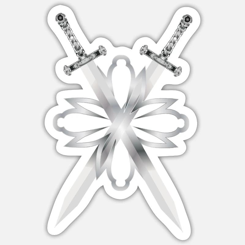 Deux épées ornées d’argent Sticker taille S (10 x 10 cm)